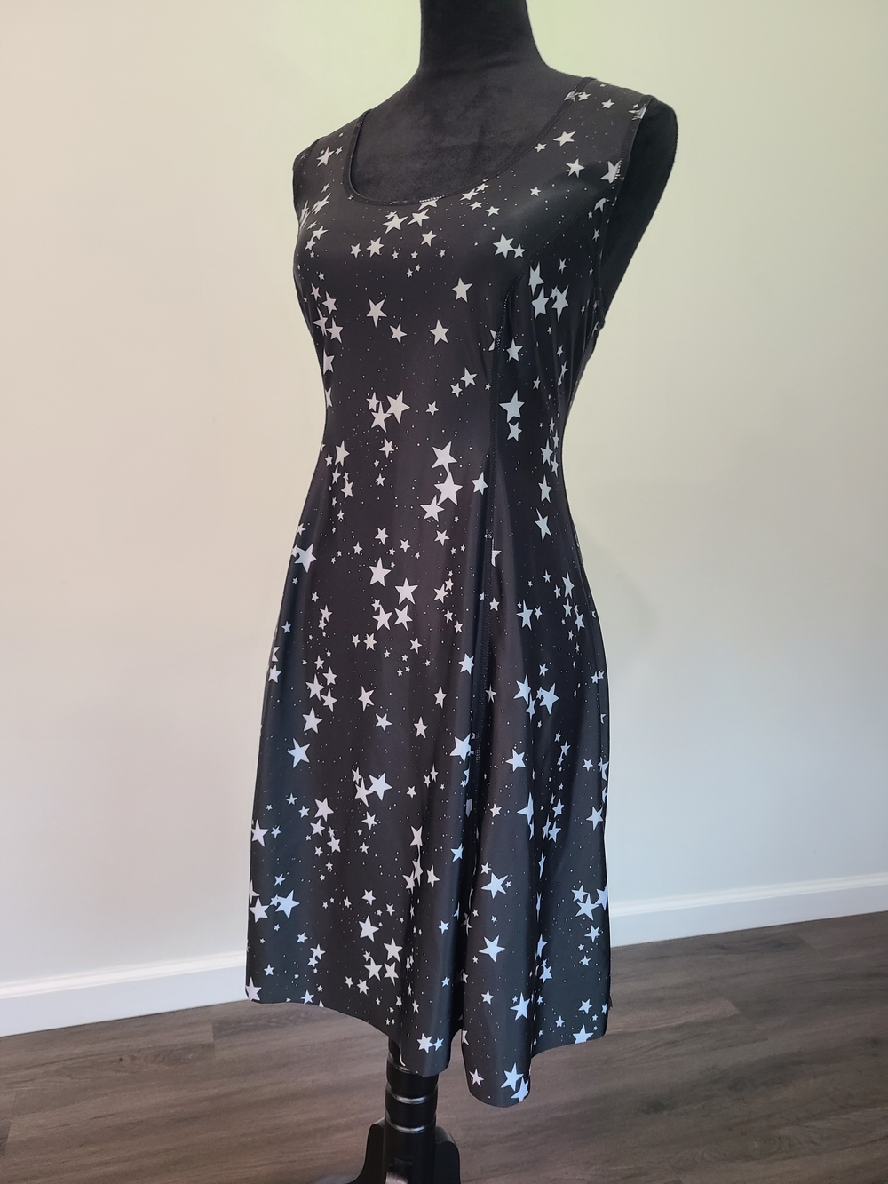 REVERSIBLE- Black/white Star Print/Galaxy Astrologic Symbol Sleeveless Dress